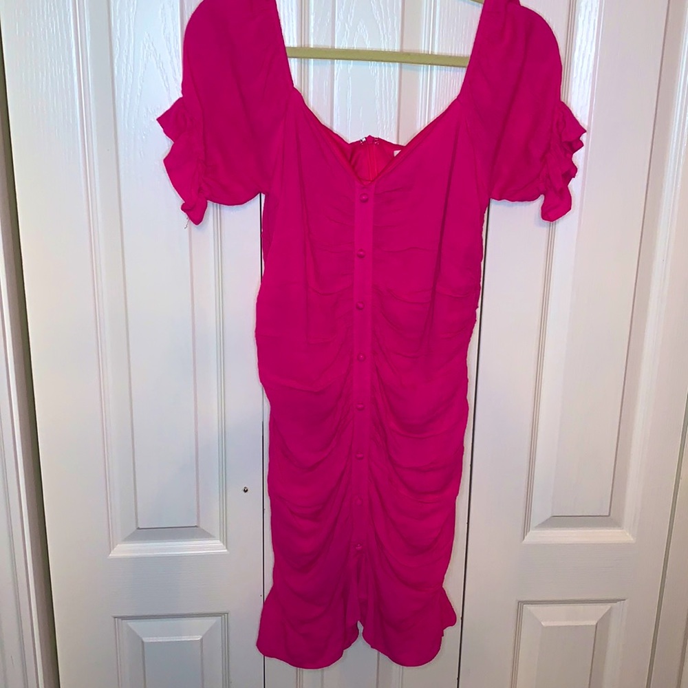 Pink ruched front dress
